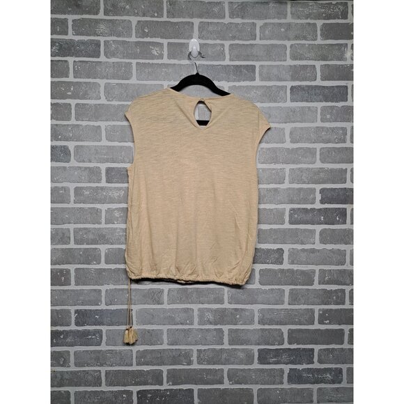 Embroidered Boho Top With Tassel Drawstring Hem & Keyhole Back - Picture 4 of 14